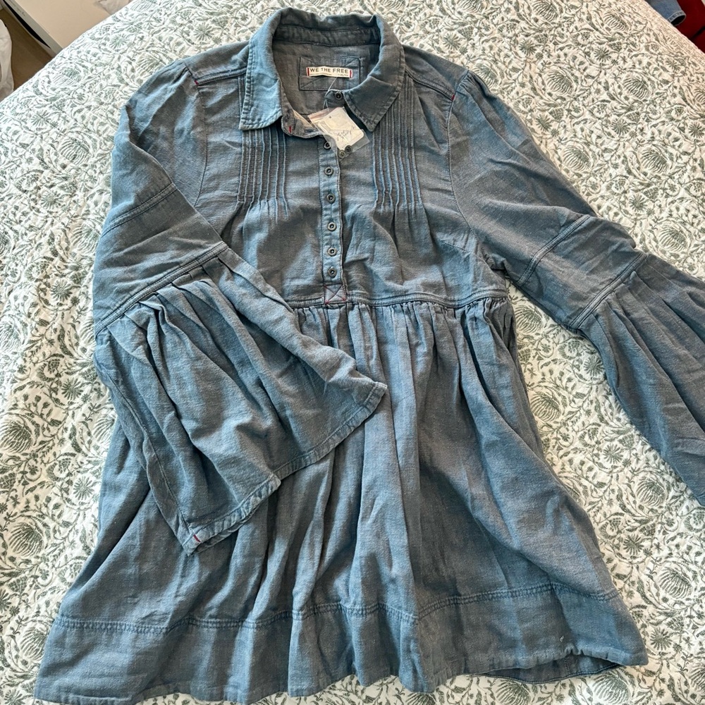 Free People Down East Denim Mini Dress - Picture 4 of 6